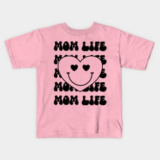 Mom Life with a heart shaped smiley face Kids T-Shirt